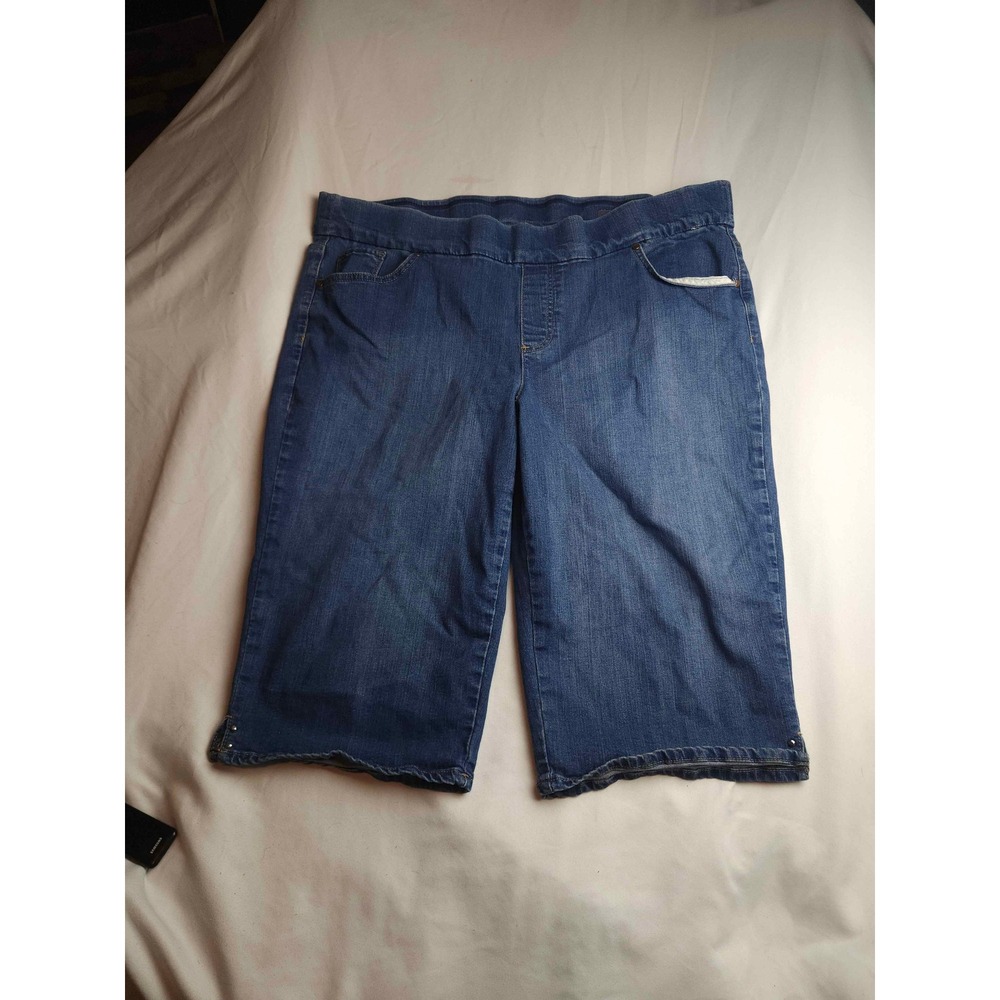 Adrienne Vittadini Avery Skimmer Denim Shorts Blue Womens 20W Pull On Stretch